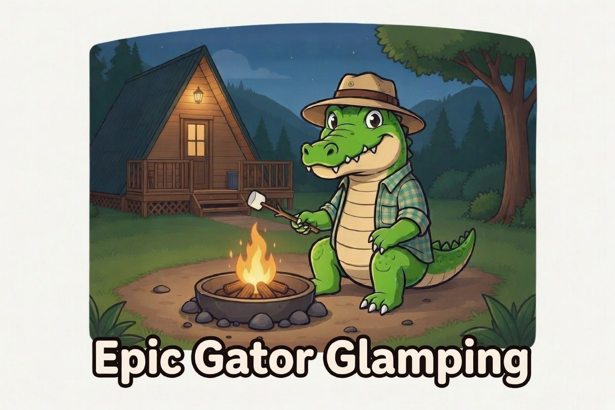 epic Gator Glamping with name Logo